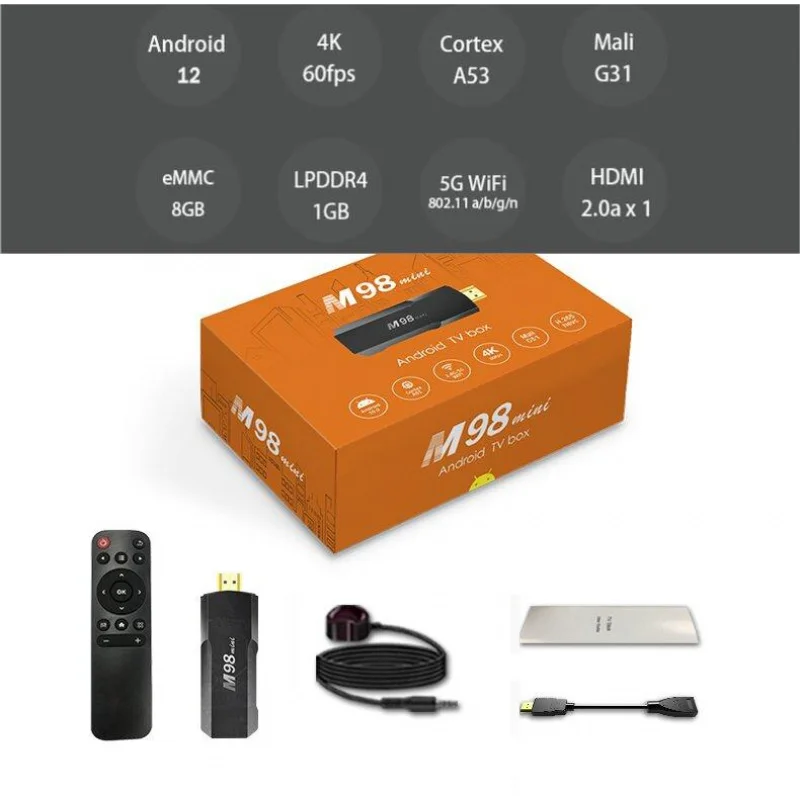 M98mini v400 TV Stick H313 новейшая система Android 12 2,4G/5Gwifi 4K 60fps Высокое разрешение H25C