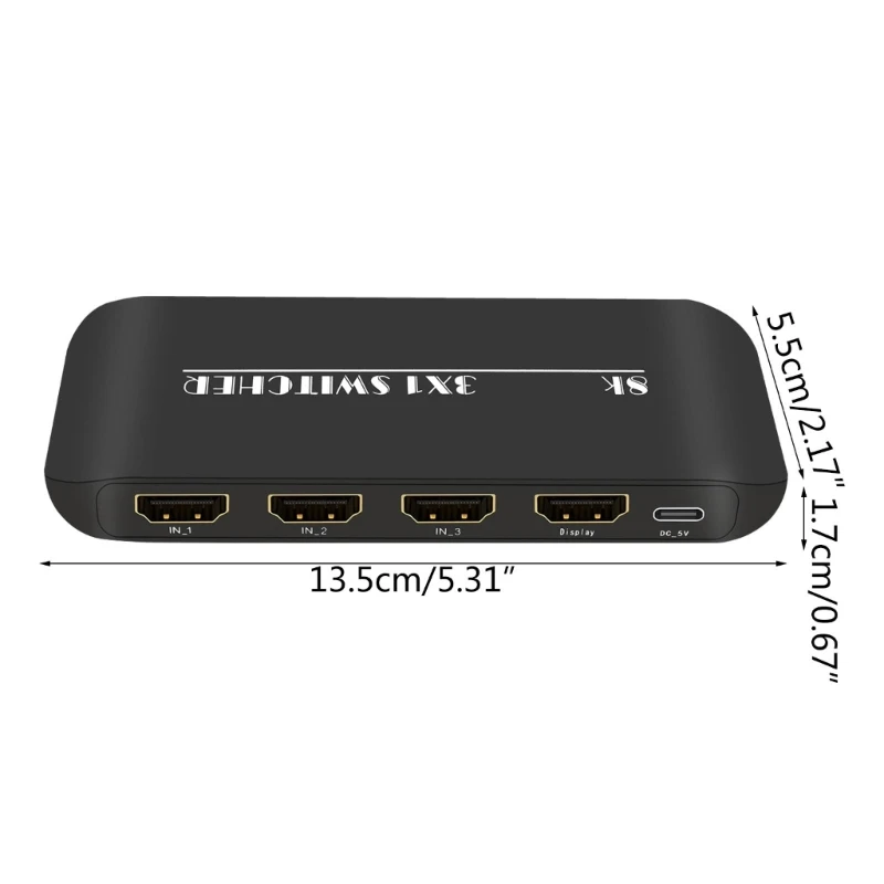 HDMI-переключатель 3 в 1 выход 2.1 3-портовый коммутатор с ИК-пультом дистанционного