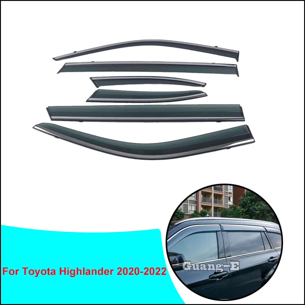 

For Toyota Highlander 2020 2021 2022 Car Styling Stick Lamp Plastic Window Glass Wind Visor Rain/Sun Guard Vent Parts Frame Hood