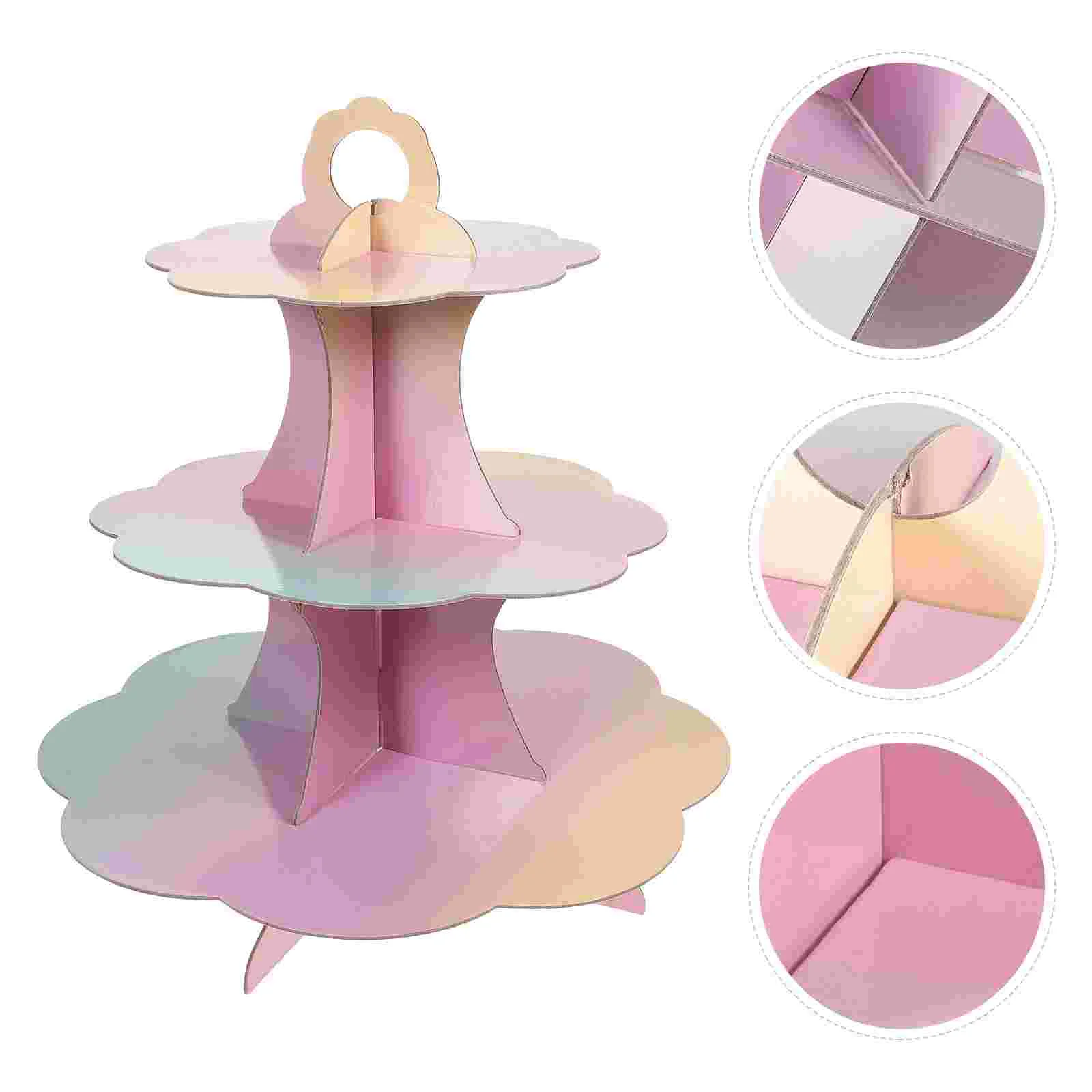 

Dessert Tower Rainbow Cake Stand Round Carrier Desktop Holder Supplies Decor Decorative Cup Tier Cardboard Cupcake Stands
