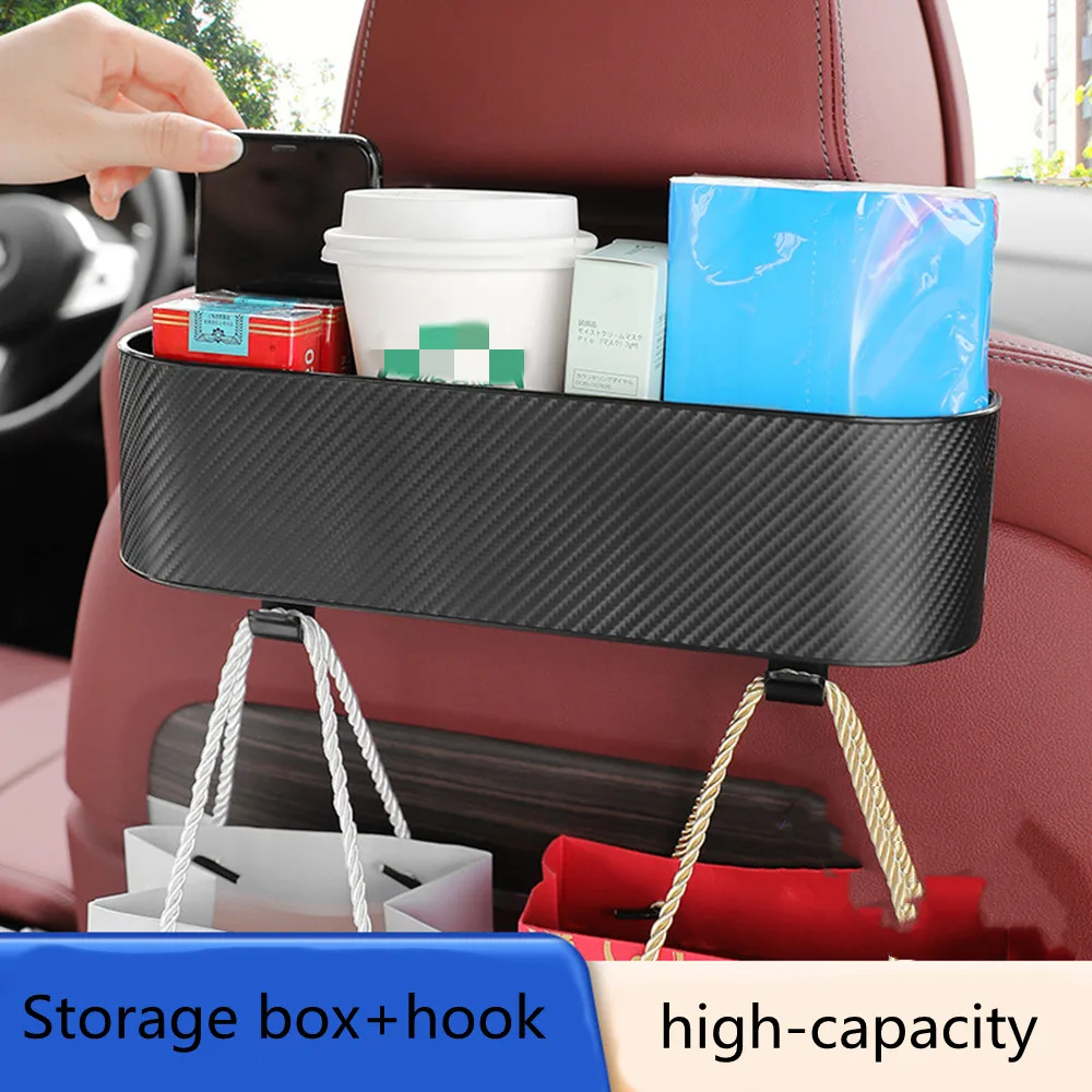 

Car Seat Back Organizer ABS Rear Row Storage Box with Hook Cup Holder Universal Stuff Holder Automobile Interior Accessories