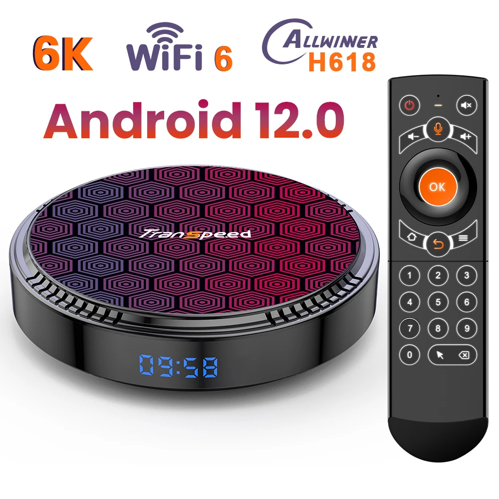 Transpeed Android 12 TV Box WiFi6 BT5.0 H618 Support 6K 4K Quad Core Cortex A53 G31 fast Daul WiFi 6 Voice Assistant Set Top Box - Апрельский топ товаров с Али