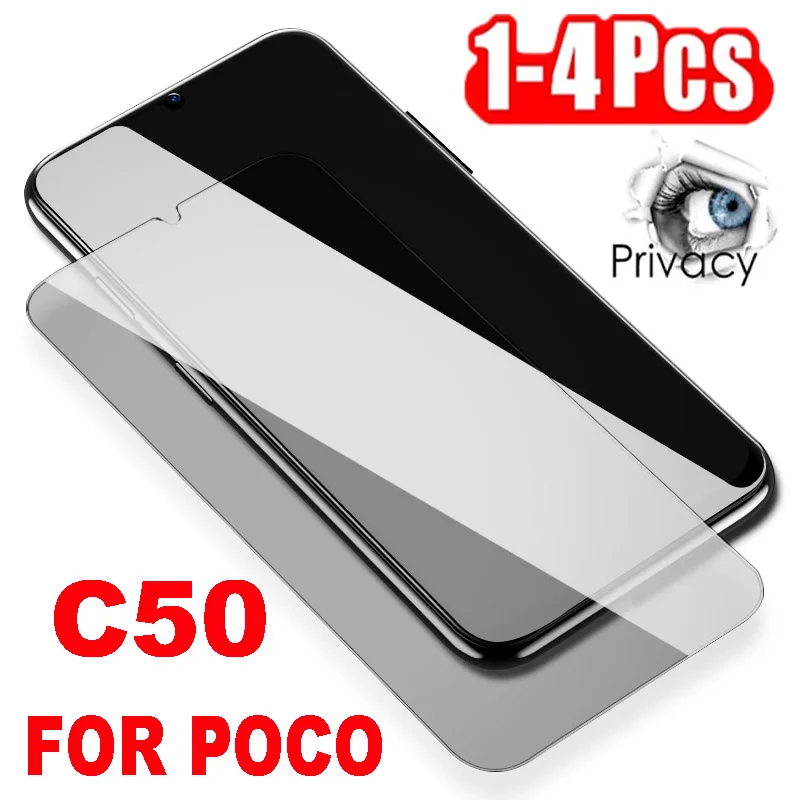 

1-4PCS Anti-spy Protective Tempered Glass for Xiaomi Poco C50 Screen Protectors Privacy Glass Films