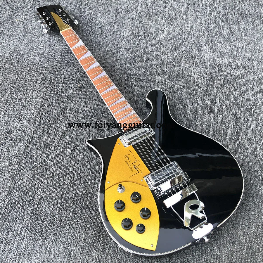 

Электрическая гитара с левой ручкой, Высококачественная 12-струнная электрическая гитара 660 с левой ручкой, черная краска, фингерборд из пал...