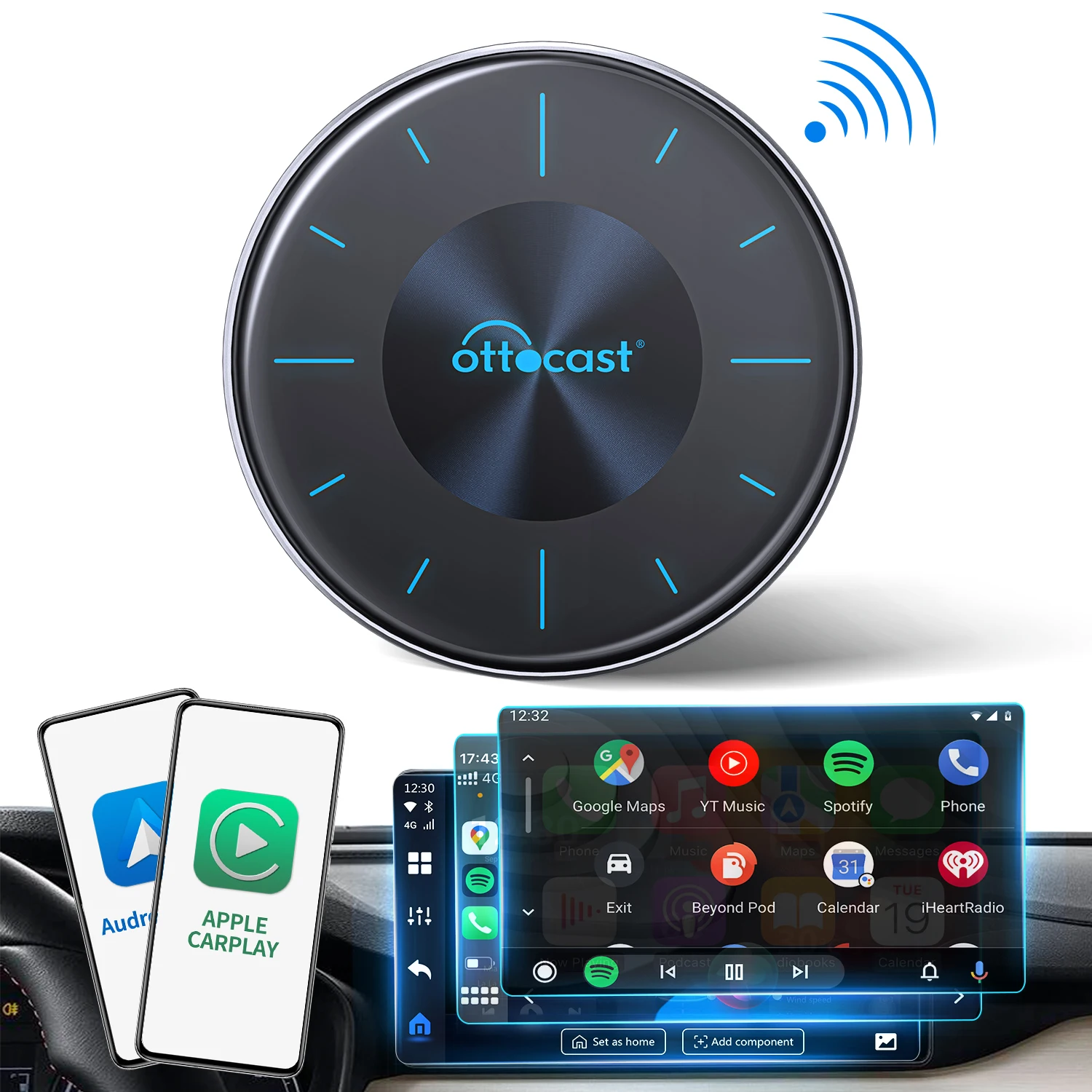 Фото Ottocast Smart Ai Box Picasou 3 Android System 12, встроенный автомобильный GPS-навигатор Ai Box Carplay с выходом HD MI №5