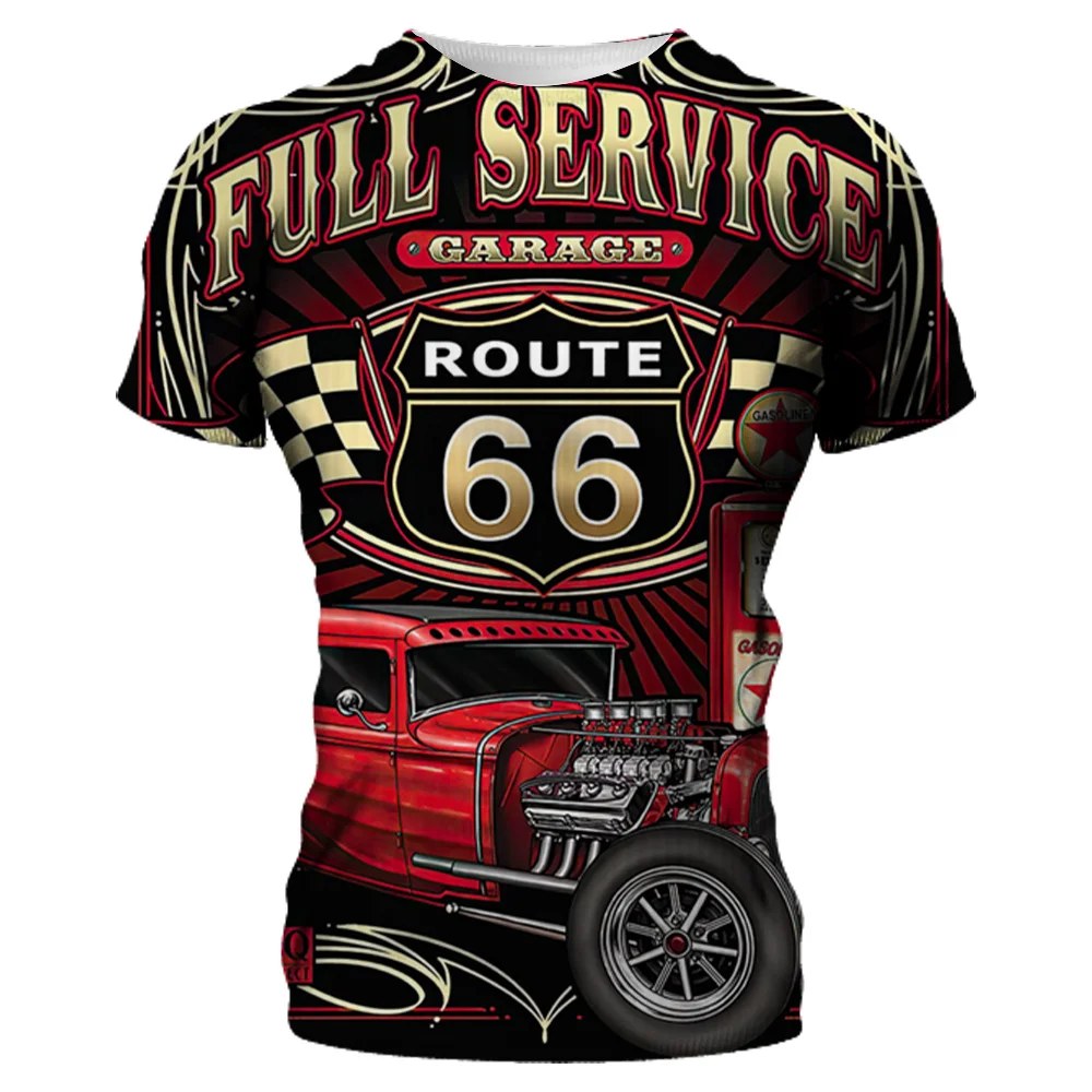 

2023 New Men's T-Shirts Ghost Route 66 Graphic Shirts Men's Clothing Casual Loose Short Sleeve Tops Summer Clothing Streetwear