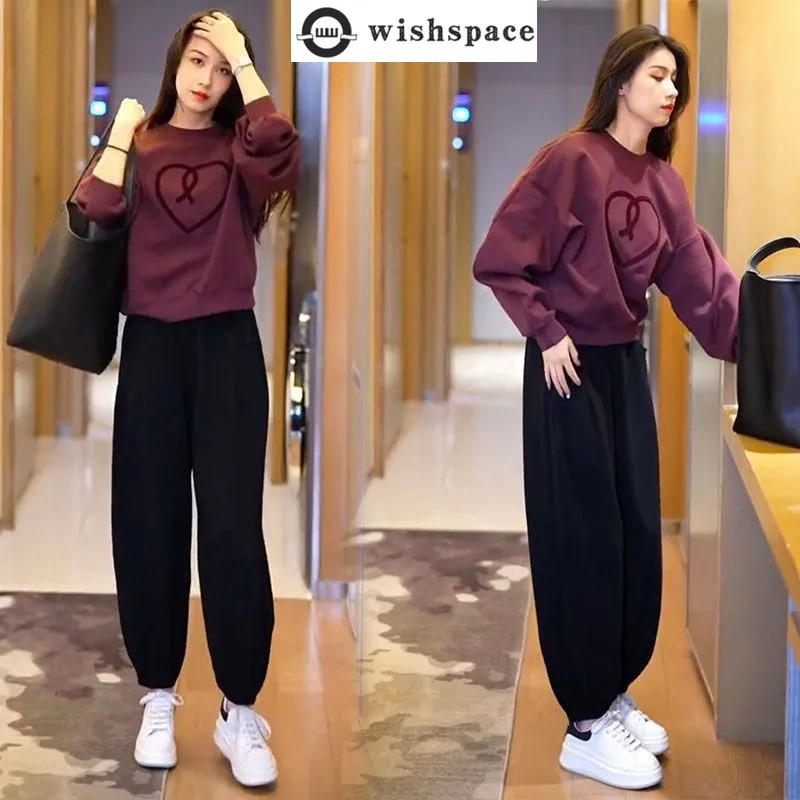 Спортивный женский комплект на осень и зиму новая корейская версия