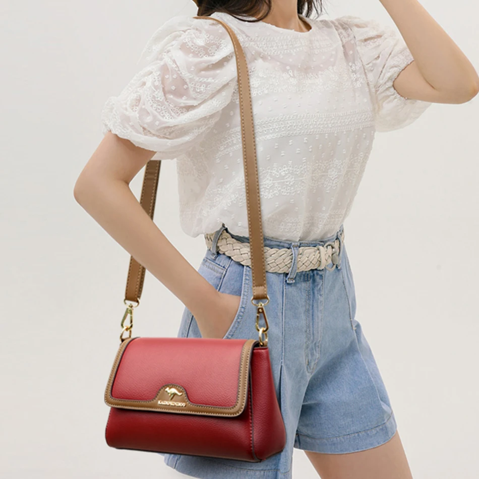2023 New Flap Shoulder Bags with 2 Straps High Quality Leather Messenger Bags Luxury Designer Casual Women Purses and Handbags
