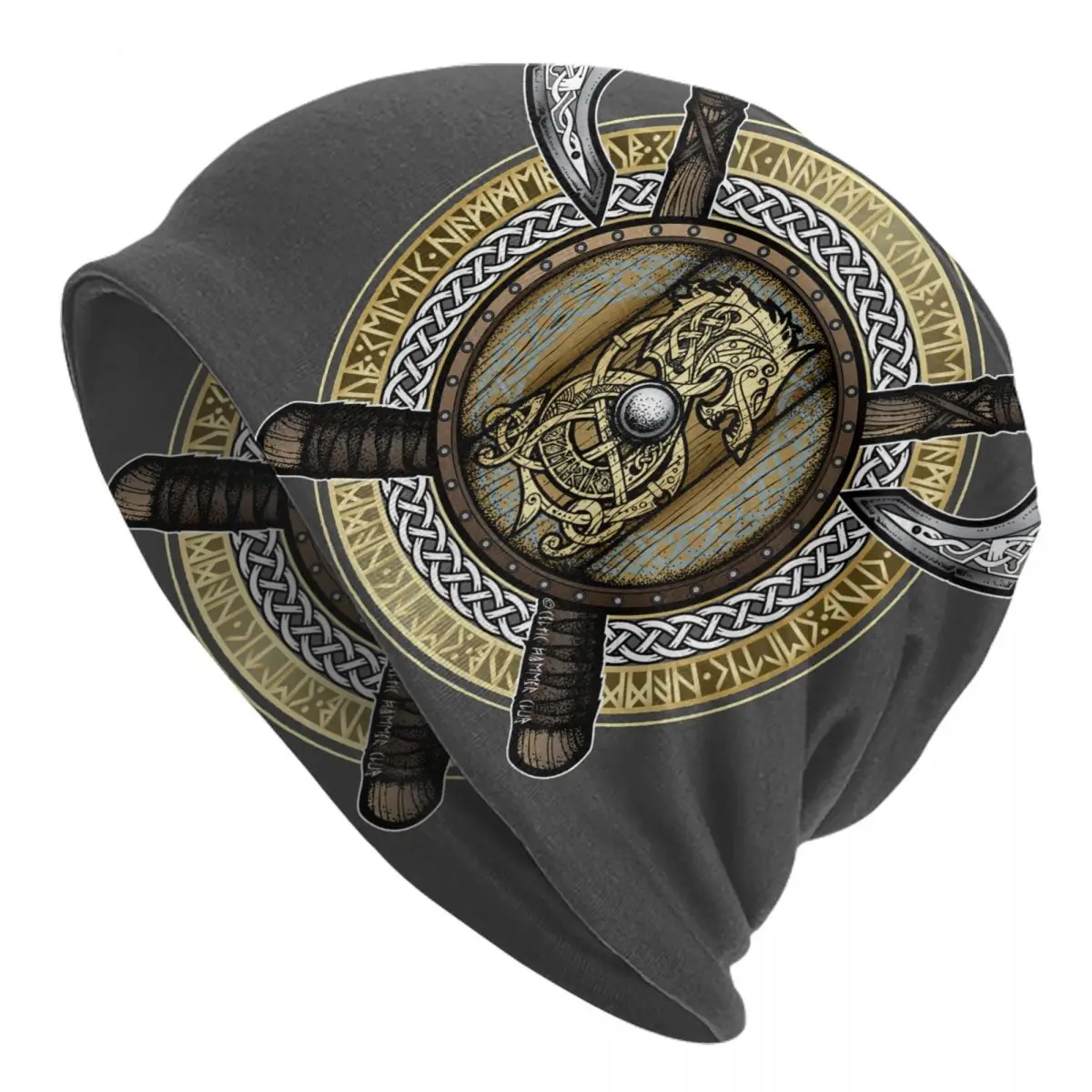 

Fenrir Viking Shield (Full Color) Adult Knit Hat Men's Women's Keep warm winter knitted hat