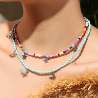 new 2022 fashion rice beads necklaces for womens girls clavicle chain star pendant necklace jewelry sweet cute gifts accessories