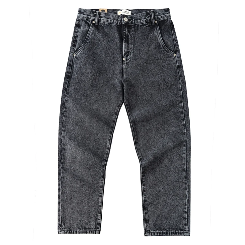 Make old heavy washed retro denim pants men's new loose straight Japanese trend casual pants.