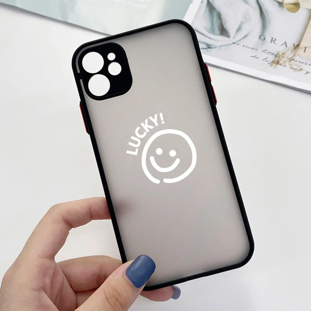 Новый тренд OK Fine Man Lucky Face Letters Чехол для телефона iPhone 16 15 14 11 12 13 Pro Max Mini X XR 7 8 Plus SE