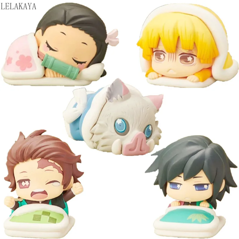 

Аниме, 5 шт., Рассекатель демонов: Kimetsu no Yaiba Kamado Tanjirou Agatsuma Zenitsu Kamado Nezuko Sleep Q Ver. Экшн-фигурки из ПВХ