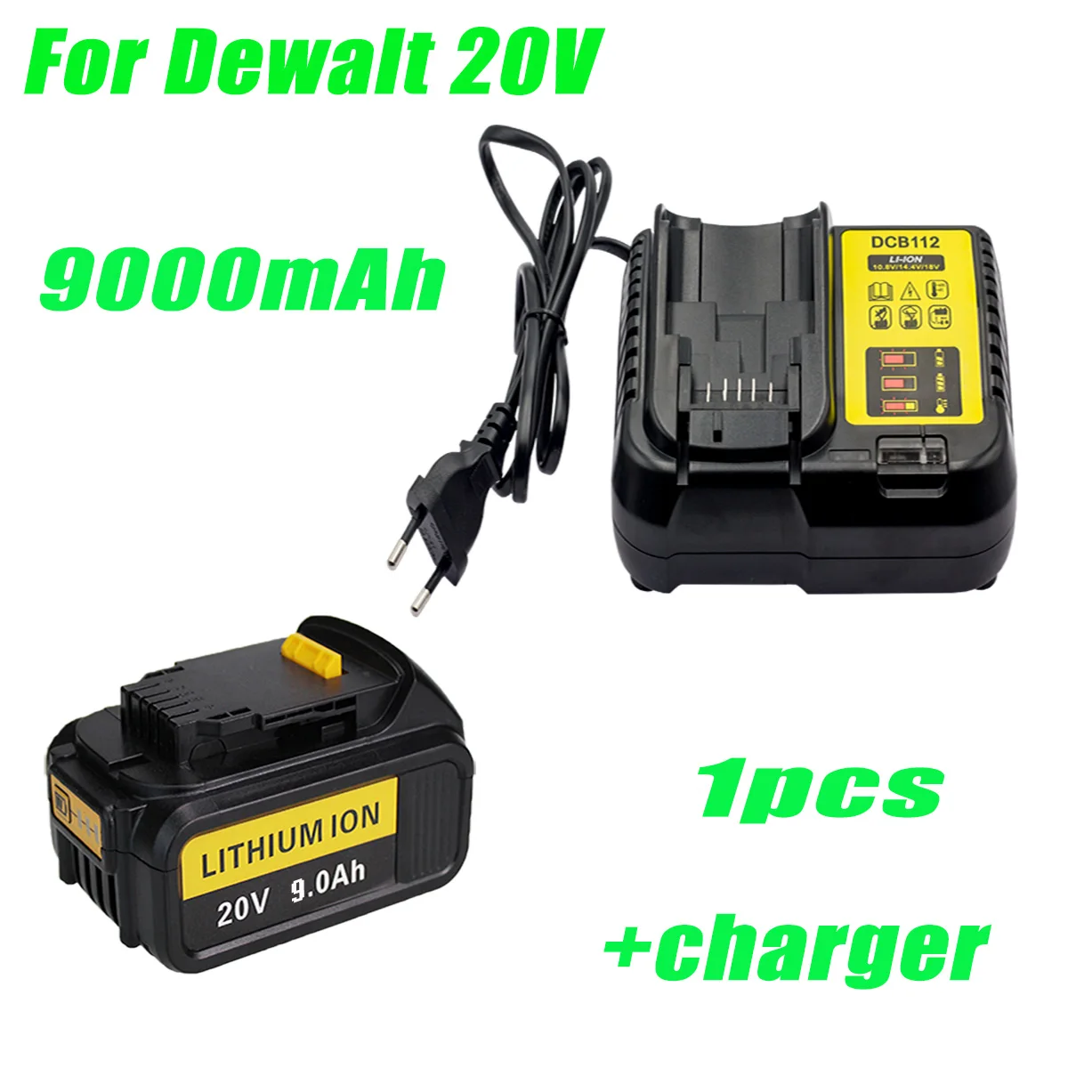 

20V 9000mAh Lithium Battery Replacement DEWALT MAX XRD Power Tool Battery DCB181 DCB183 DCB184 DCB185 DCB180，Free Charger