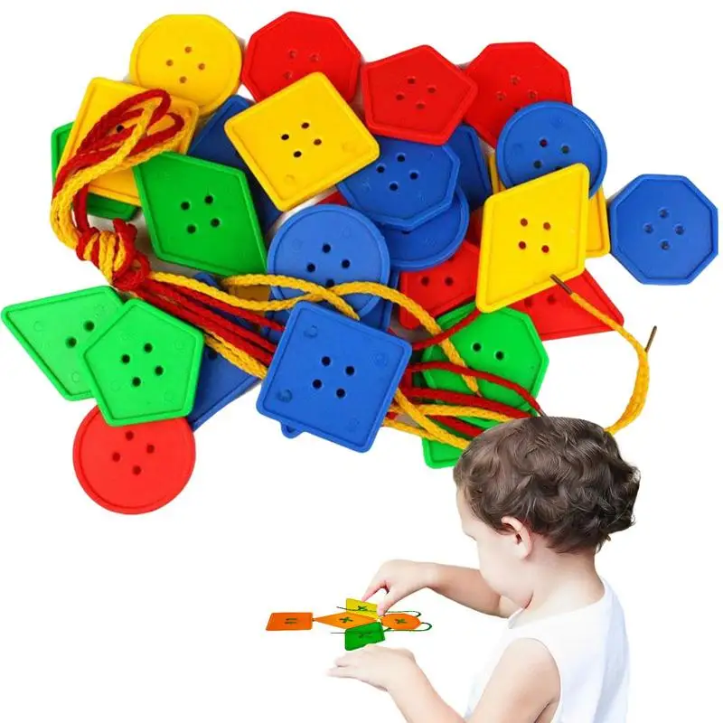 

Threading Toys For Toddlers Educational Stringing Geometry Beads Children Fine Motor Skills Montessori Lacing Toys For