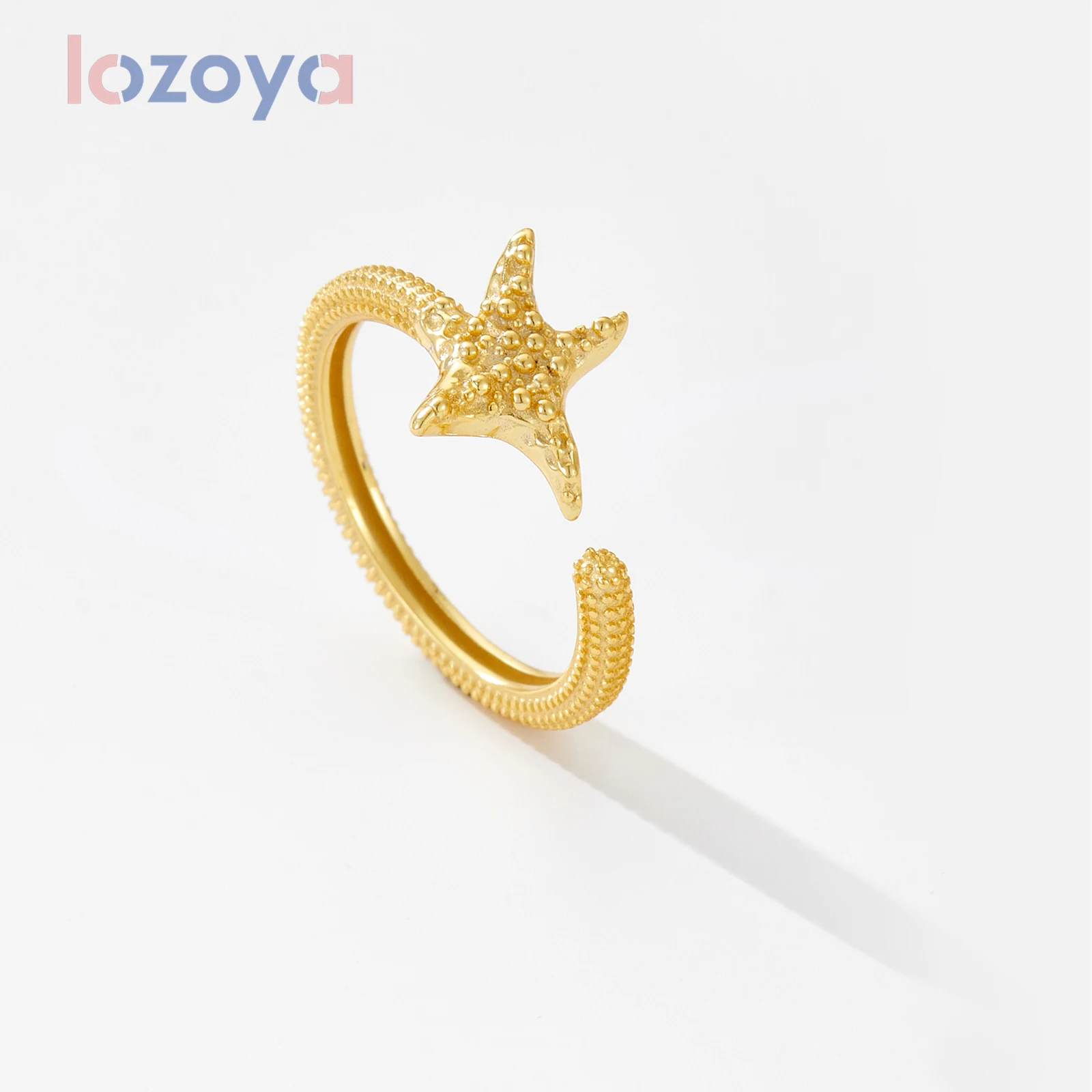 Женское регулируемое кольцо LOZOYA открытое колечко из серебра 925 пробы с морскими