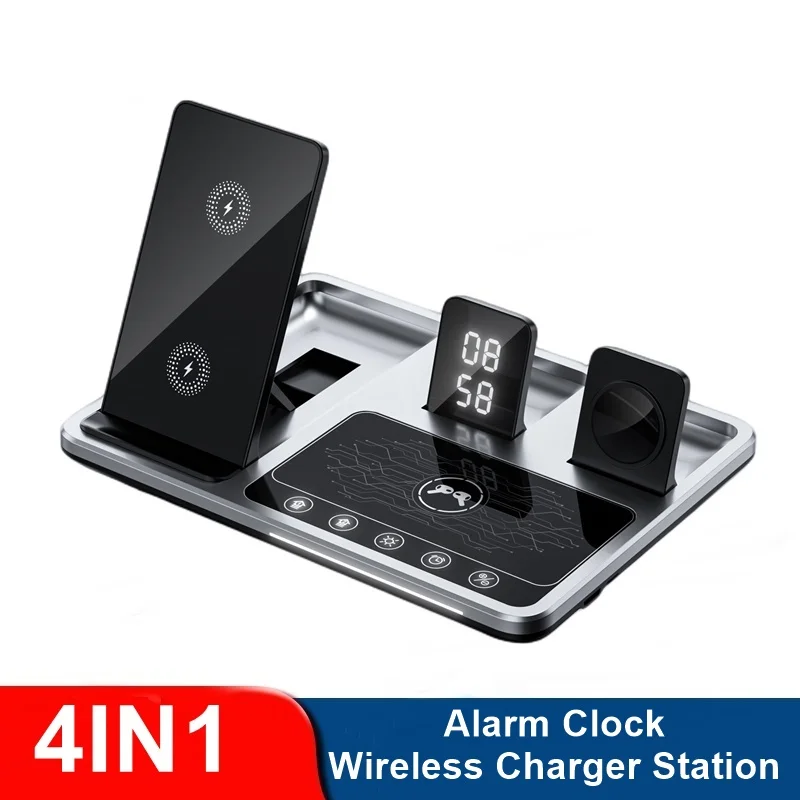 30W Alarm Clock Wireless Charger Stand for Iphone 14 13 12 1