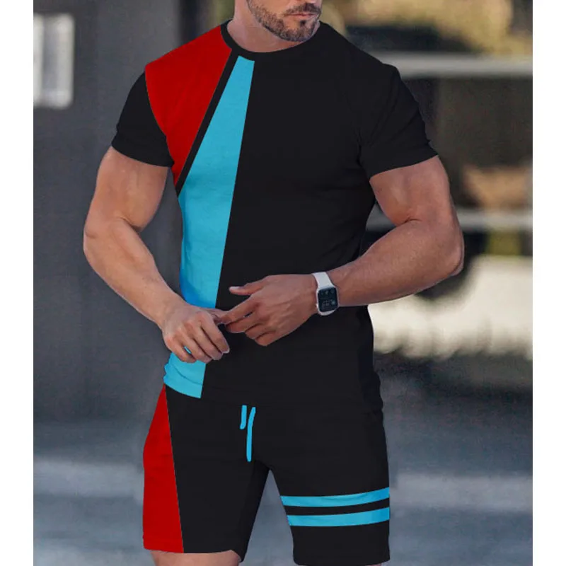 Men's Tracksuit Summer Short Sleeve T Shirt Shorts 2 Piece Sets Jogging Clothes Streetwear Sportswear Male Oversized T-shirt Sui