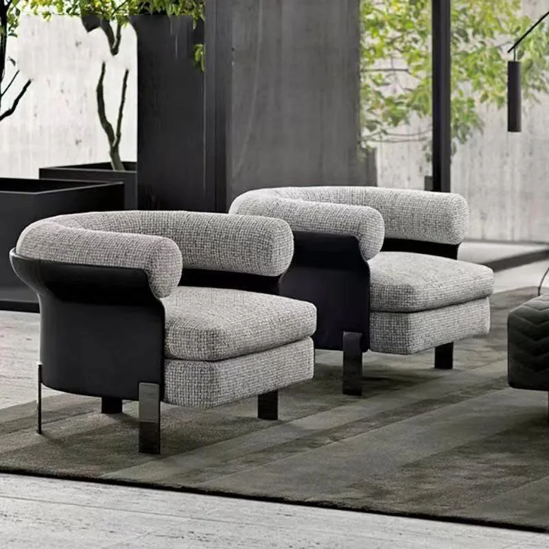 

Italian Minimalist Modern Light Luxury Leisure Chair Leather Cloth Reception Sofa Chair Muebles Hogar Bedroom Furniture WXHYH