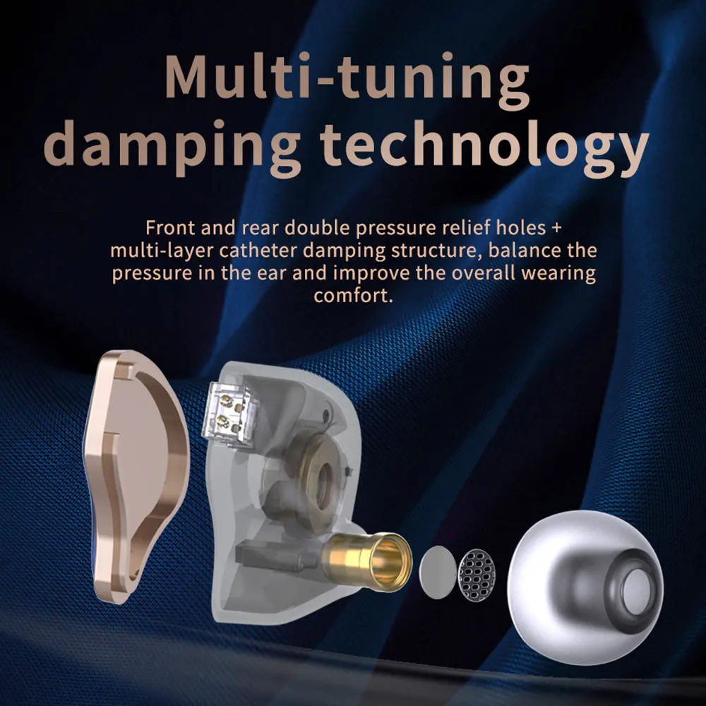 Фото Наушники-вкладыши JIAO YST03 (1DD+2BA) для Hi-Fi музыки, мониторные IEM-наушники с кабелем 0,78 мм 2Pin и штекером для гарнитуры №3