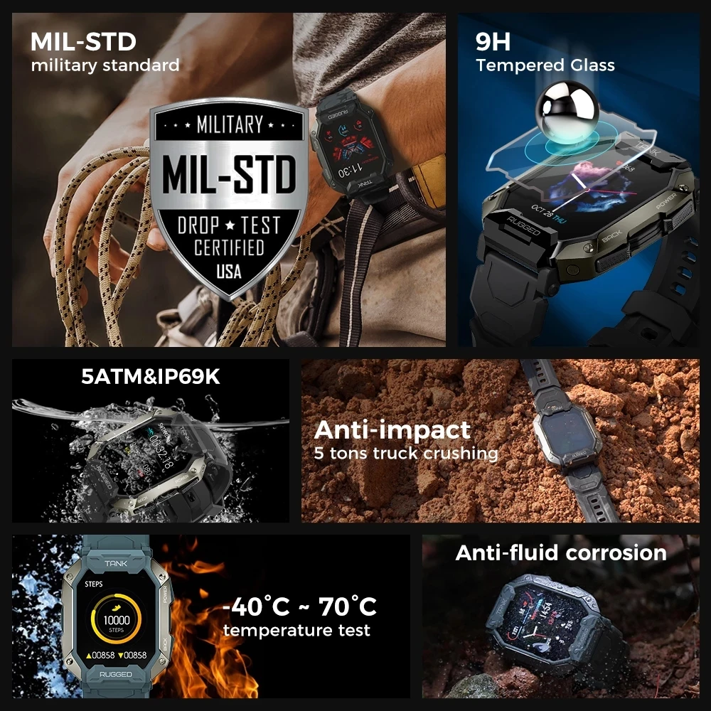 Kup Kospet Zbiornik M1 Pro Wytrzymały Inteligentny Zegarek Mężczyźni Odkryty 5ATM IP69K Wodoodporny Bluetooth Smartwatch Z Funkcją Dzwonienia Kobiety Sport Tracker Fitness