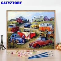 gatyztory frame painting by numbers diy gift for adults colorful bus paint by number unique handmade home decors artwork 60x75cm