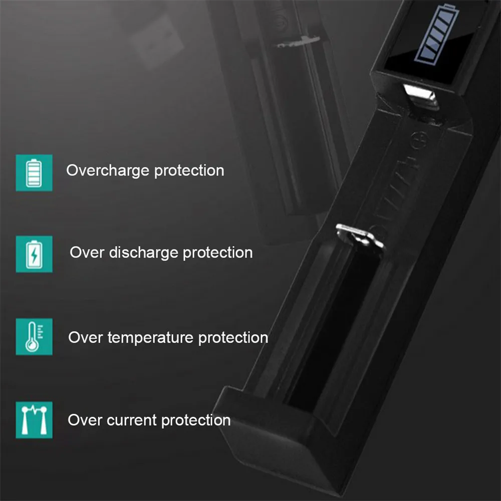 Универсальное зарядное устройство для батарей 18650, 16340, 26650, 14500 с USB источником питания, быстрое зарядное устройство для литиевых фонарей.