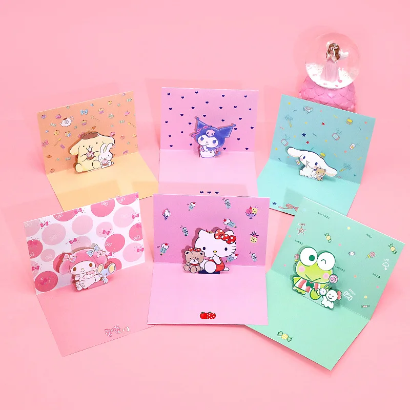 

Kawaii Sanrioed Anime Cartoon series Kuromi My melody Cinnamoroll KT cat Greeting Cards Creative Gifts Blessing Message Cards