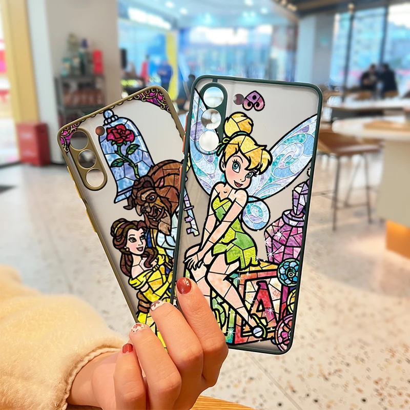 

Tinker Bell Alice Princess Belle For Samsung S22 S21 Ultra S20 FE S10E S10 Lite S9 S8 Plus Frosted Translucent Matte Phone Case