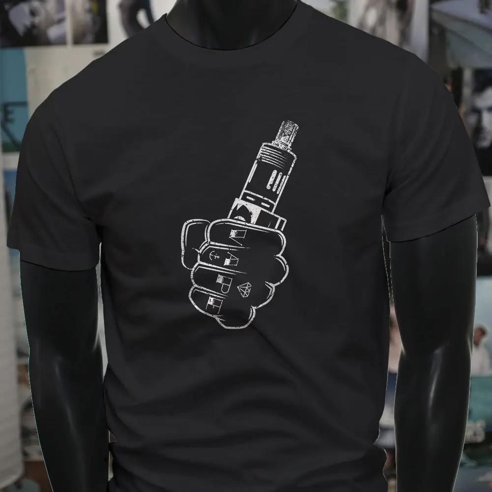 

Crew Neck Men Hot Sale 100% Cotton Short-Sleeve Vape Fist E-Cig Vaping Vaporizer Juice Smoke Mens Black Tee Shirt Printing