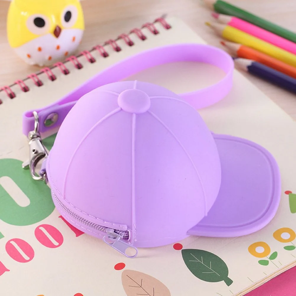 Silicone Ladies Coin Purse Key Case Cute Baseball Cap Coin Purse Zipper Girl USB Cable Earphone Storage Bag Creative Handbag