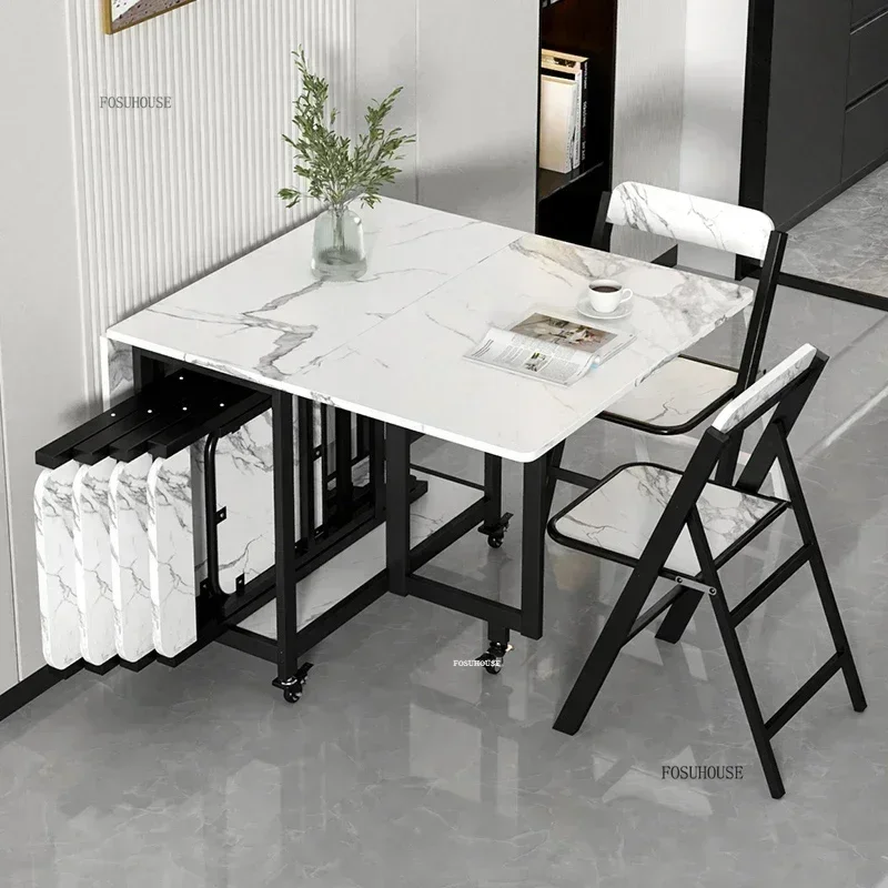 Складной обеденный стол подвижный в скандинавском стиле для 4-6 человек