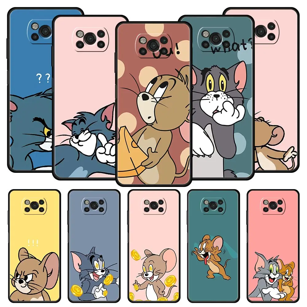 

Case For Xiaomi Mi Poco X3 NFC M3 11 12 10 9T 9 A2 Lite 12X 10T Pro 11T Soft Phone Capas Cartoon Cat-T-Tom-And Cute-J-Jerry