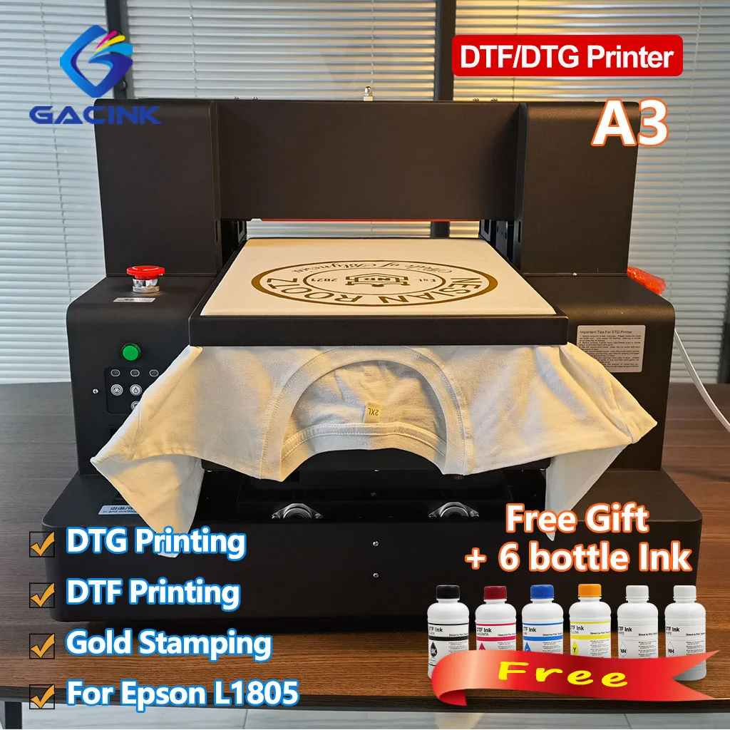 

A3 L805 DTF DTG Printer Flatbed Automatic Printer DTF/DTG Multi-function Printer For Cloth Garment T-shirt Inkjet Printing