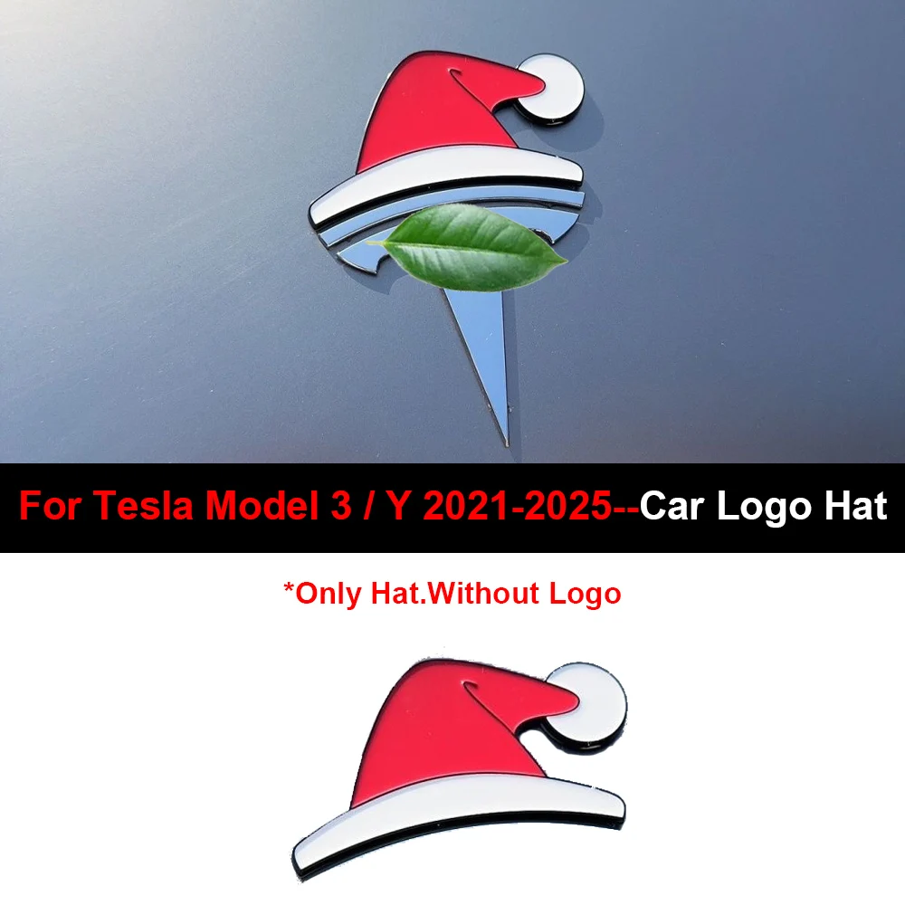 Автомобильная индивидуальная милая рождественская шапка с большими глазами, наклейка для Tesla 2017-2025 Model 3, модель Y, аксессуары для украшения интерьера
