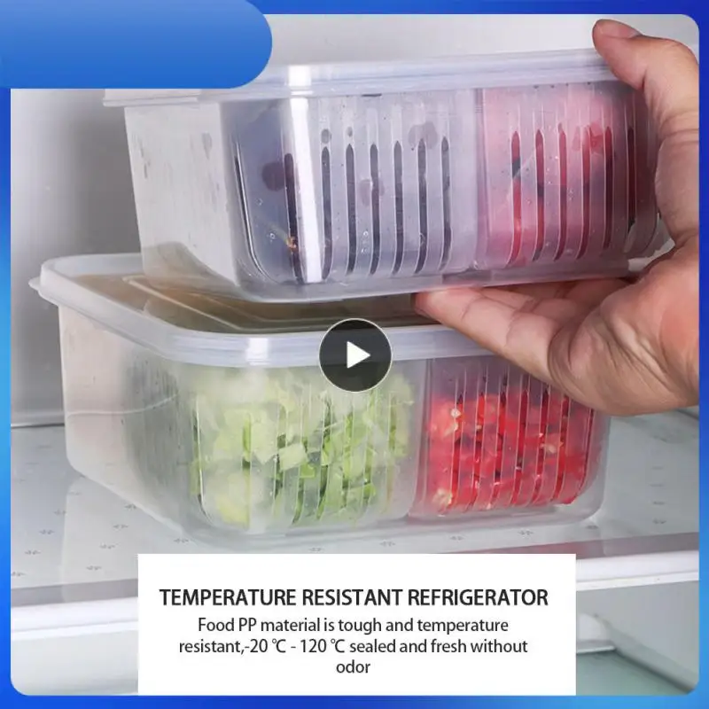 

Green Onion Sealed Box Vegetable Drain Fresh Keeping Box 4 In 1 Freezer Food Organizer Kitchen Tools And Gadgets Refrigerator