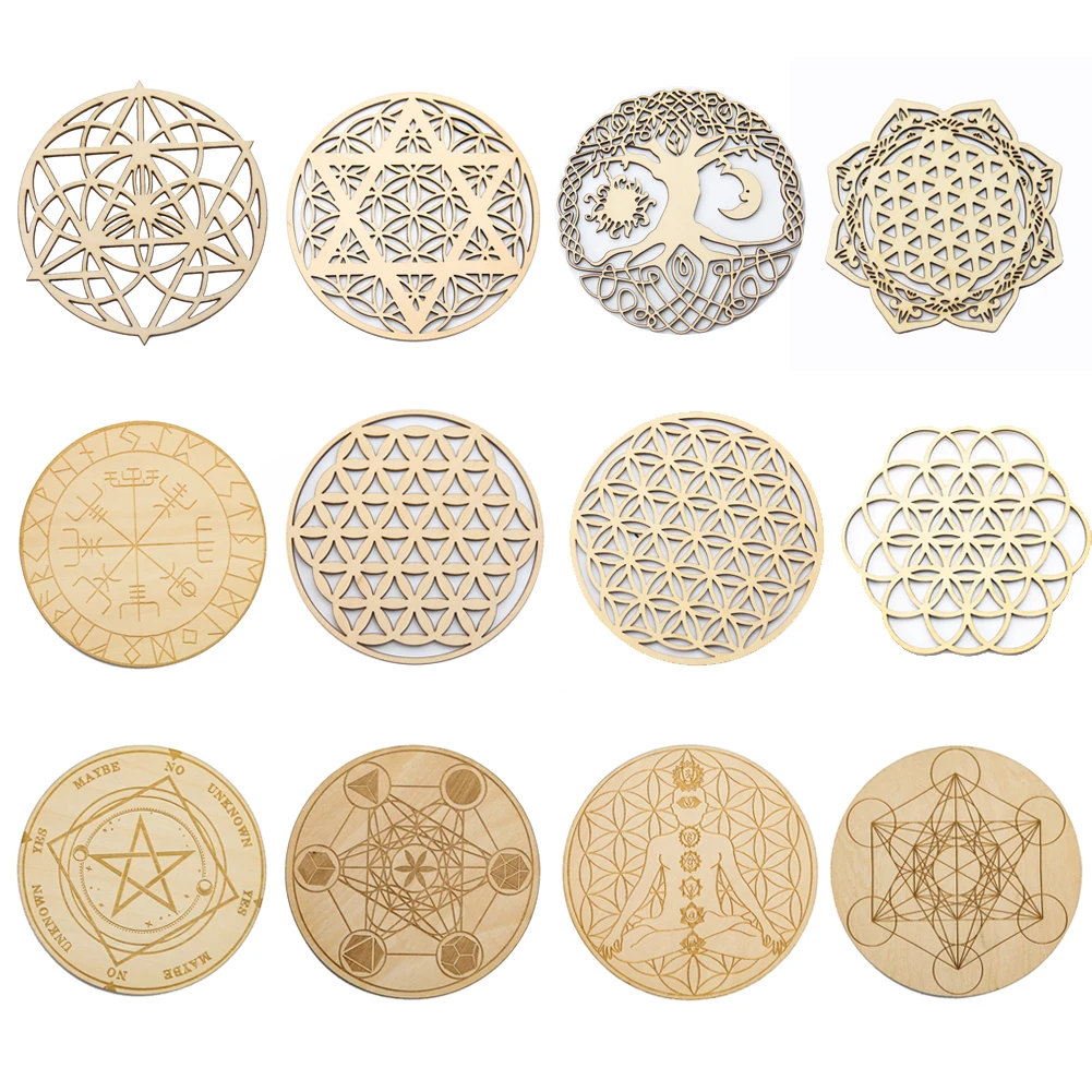 Настенный декор 10 см, дерево жизни, цветок, деревянный куб Metatron, Давид, звезда, подвесная чакра, медитация, дерево, ведьма, луна, доска, подставка для рукоделия