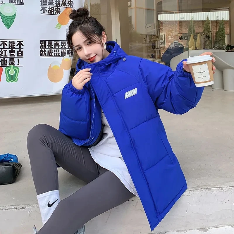 Parkas Women 2022 Winter New Fashion Loose Casual Student Bread Coat Female Clothing Long Hooded Warm Down Cotton Padded Jacket