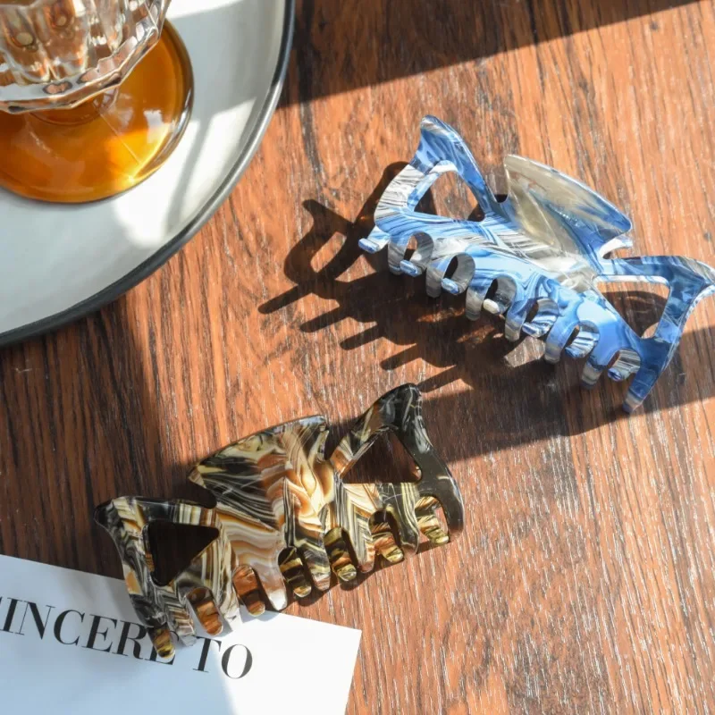 Элегантные французские полые заколки для волос синего кофейного цвета в виде