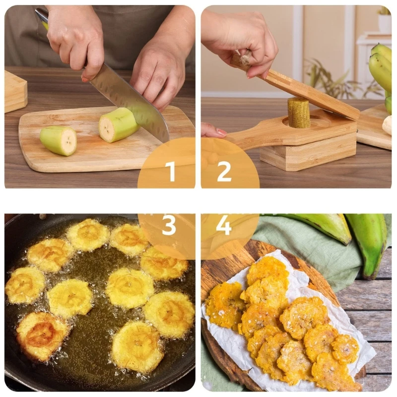 Crispys Tostones для жареных чипсов и чашек деревянная дробилка банановых тортов Tostonera