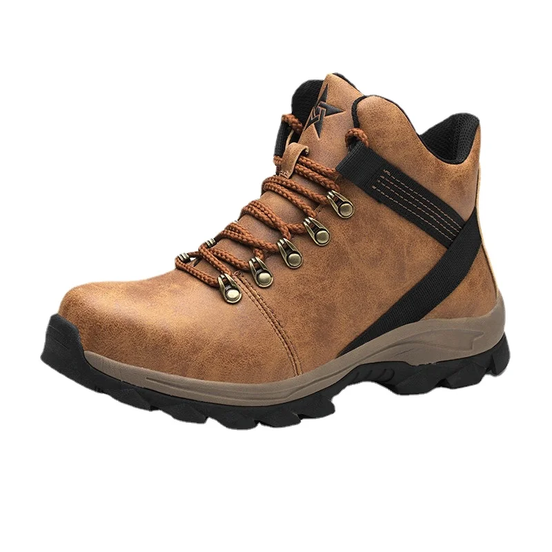 

Leather Safety Boots High-top, Comfortable, Puncture-proof And Protective Feet, Electric Welding Construction Outdoor Work Shoes