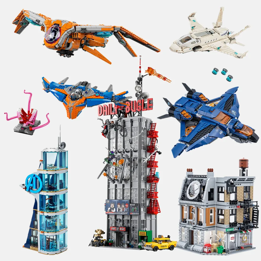 Blocs de construction Marvels  tour des Avengers  Bugle quotidien  Ironman  Spiderman  Quinjet