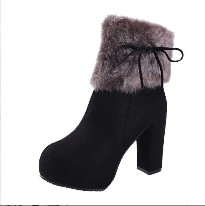 

Sexy Autumn Winter Woman Boots Women ShoesThick Fur Ankle Boots Women High Heel Platform Rubber Shoes Snow Boots Large size