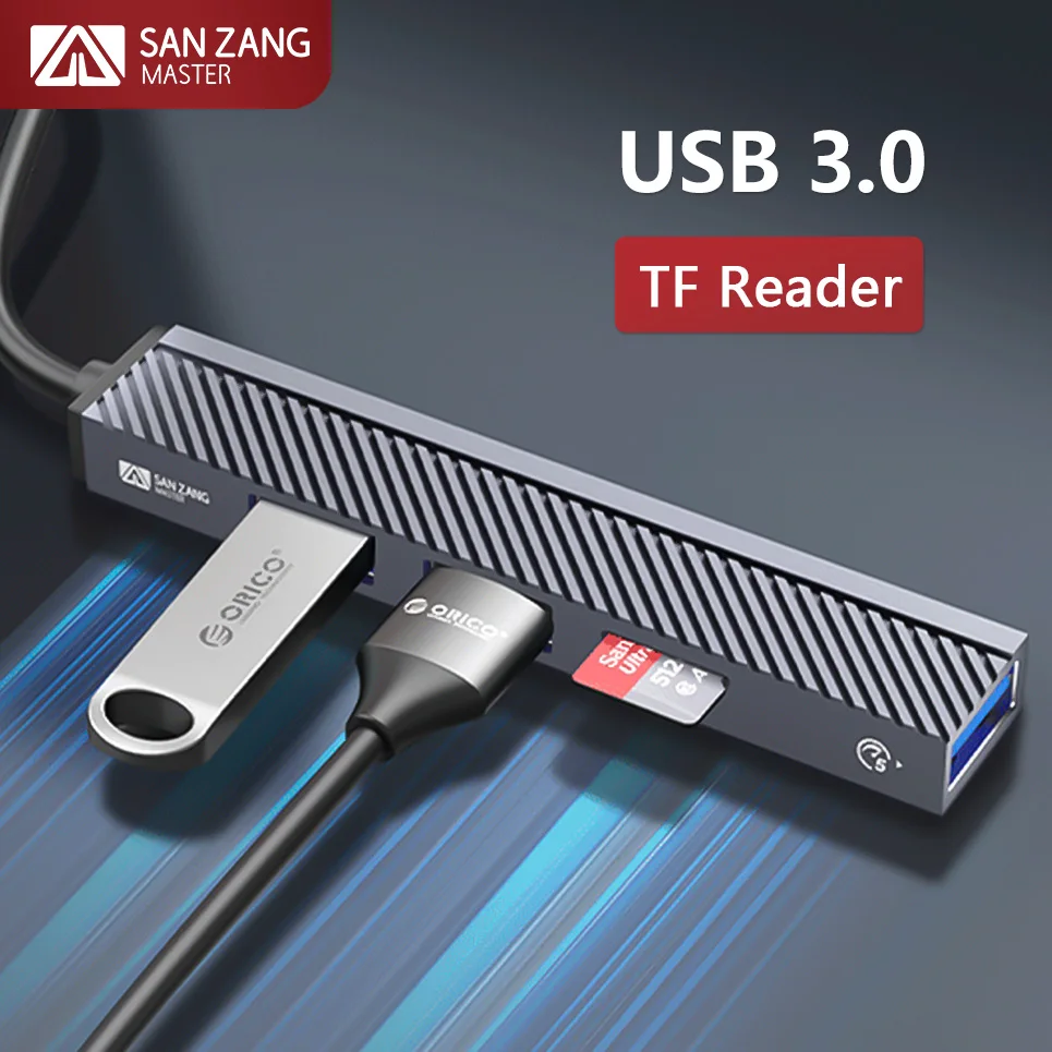 

SANZANG Type C HUB 4 Port USB 3.0 2.0 Multi Splitter Aluminum Adapter Portable TF Dock For Macbook Pro PC Computer Accessories