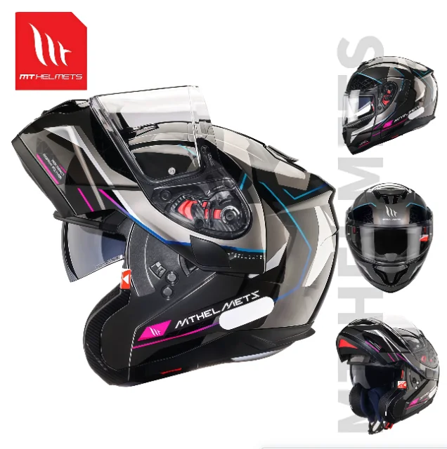 Фото Мотошлем Hot Flip Up Helmet Motorcycle Mt Atom Sv M-4XL с двойным визором, варианты цветов, оригинальные шлемы для мотокросса, корпус из ABS, Casco Moto №2