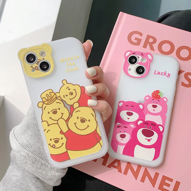 

Disney Cartoon strawberry bear Lotso winnie the pooh Phone Case for iPhone X XR XS 7 8 Plus 11 12 13 pro MAX cover
