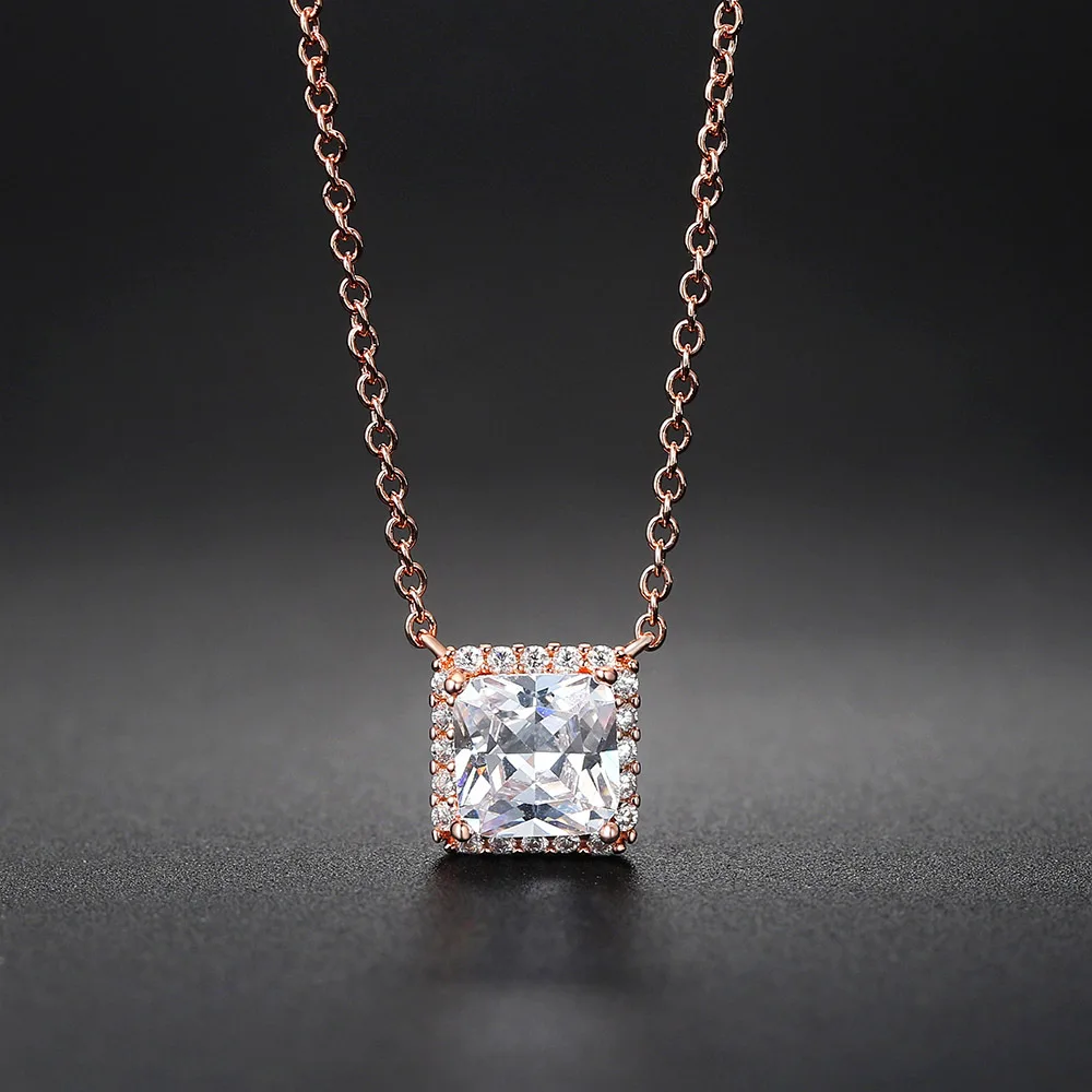 

Uilz Pendants Necklace for Women Cubic Zirconia Rose Gold Color Neck Choker Chains Female Jewelry 2020 Gifts Wholesale