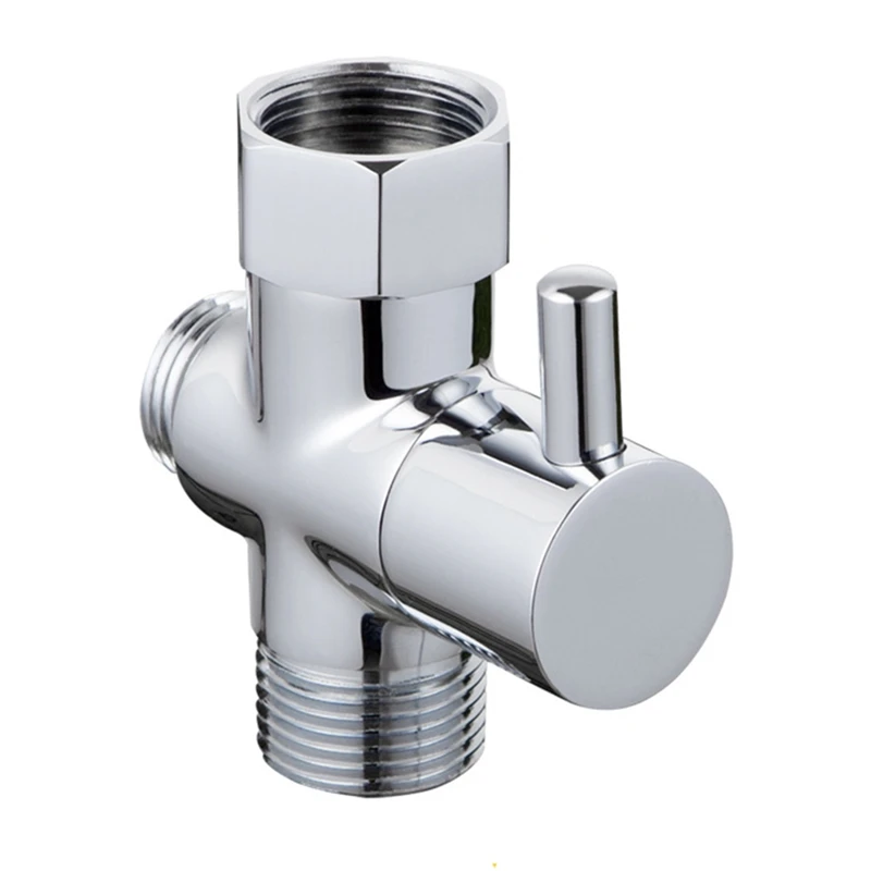 Arofa Brass T Adapter With Shut-Off Valve 3-Way Tee Connector 7/8In X G1/2 For Toilet Bidet Sprayer