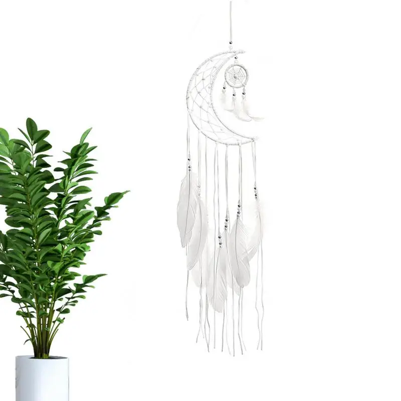 

Mini Moon Wind Chimes Dream Catcher Handmade Dream Catchers Net Hanging Decoration Ornament For Room Car BW