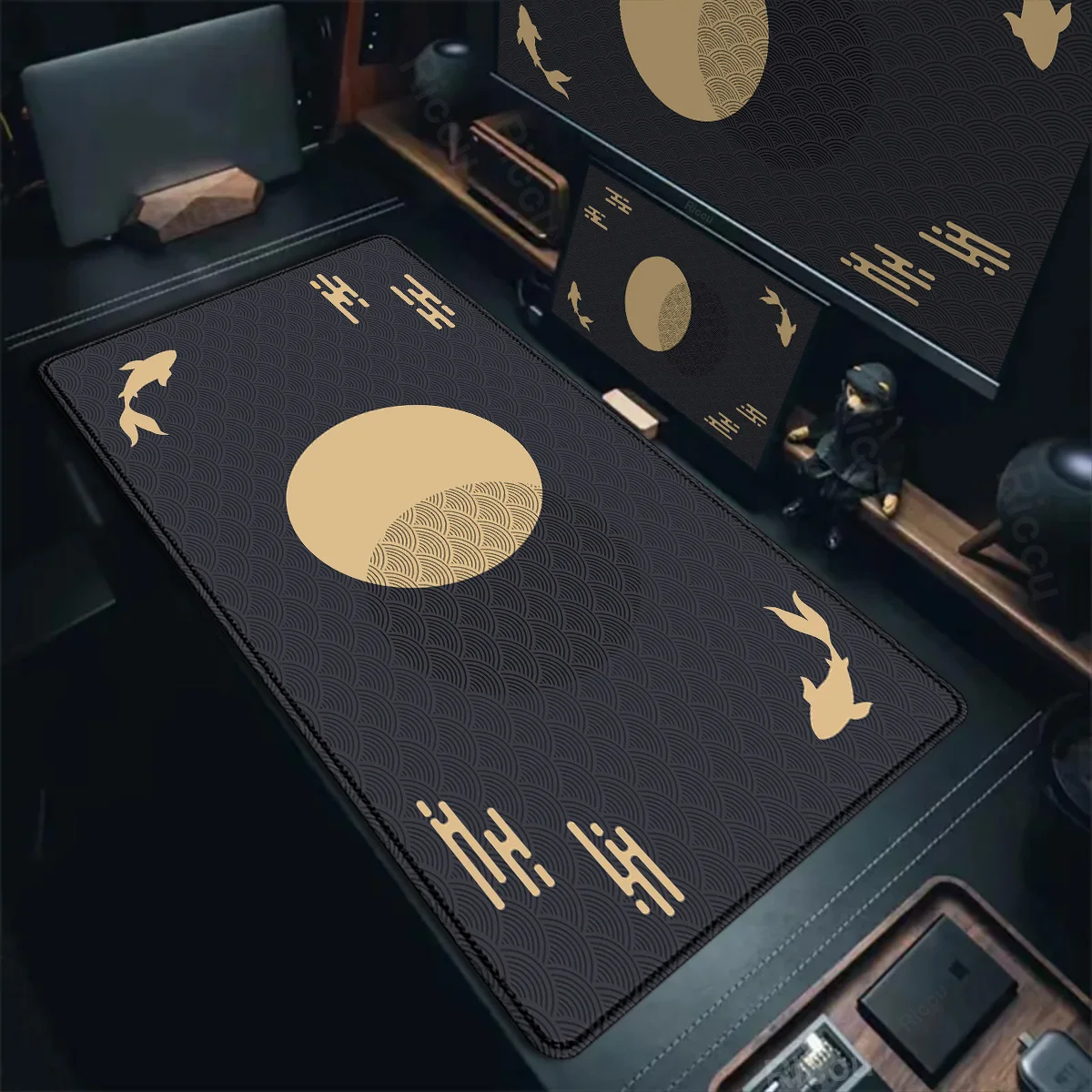 Anime MousePad Koi Fish Yin-yang Lock Edge Mouse Pad Computer Gaming Accessories Antislip Tapis De Souris Mausepad Keyboard Desk